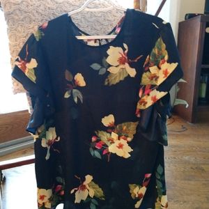 Navy Flutter Sleeve Top